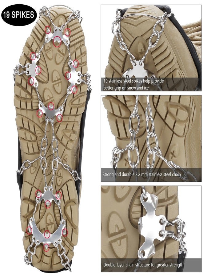 Uelfbaby Crampons Upgraded 19 Spikes Ice Snow Grips Traction Cleats System Safe Protect for Walking, Jogging, or Hiking on Snow and Ice (X-Large) - Image 4